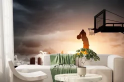 Fototapeta: Koszykarz skaczący z piłką