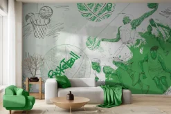 Fototapeta: Koszykarze rzucający do kosza w zieleni