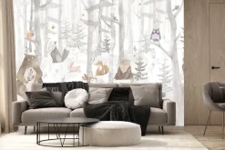Fototapeta: Krajobraz bajkowego lasu ze zwierzętami