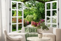 Fototapeta: Krajobraz 3d okna z panoramą lasu