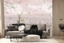 Fototapeta: Krajobraz dzikiej polany z jeleniem i leśnymi zwierzętami