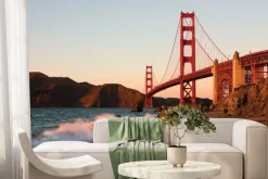 Fototapeta: Krajobraz golden gate bridge o zachodzie słońca malowniczy krajobraz