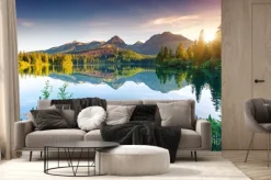 Fototapeta: Krajobraz górski z odbiciem w tafli jeziora