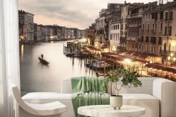 Fototapeta: Krajobraz kanałów we wenecji o zmroku