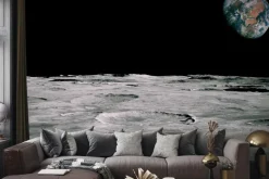 Fototapeta: Krajobraz księżyca z widokiem na ziemie