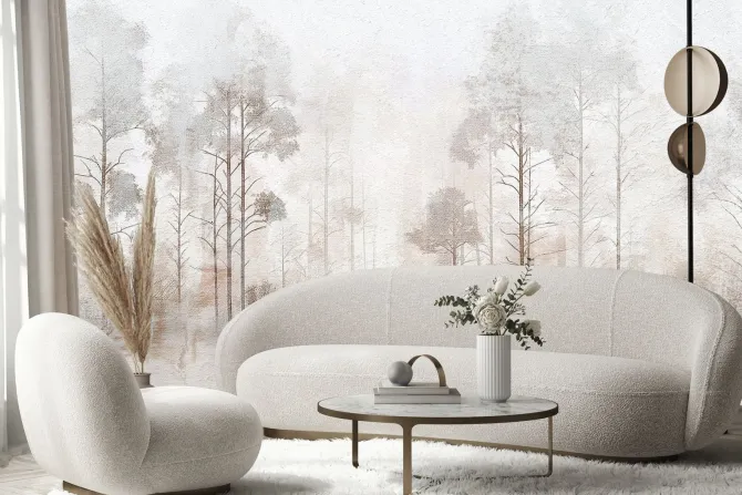 Fototapeta: Krajobraz las malunek z efektem betonu