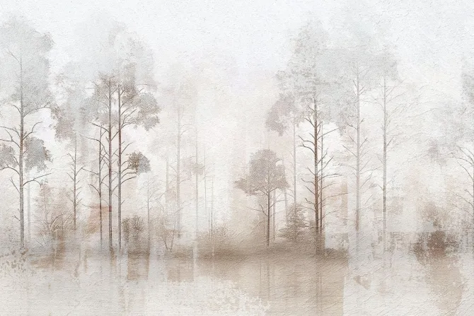 Fototapeta: Krajobraz las malunek z efektem betonu