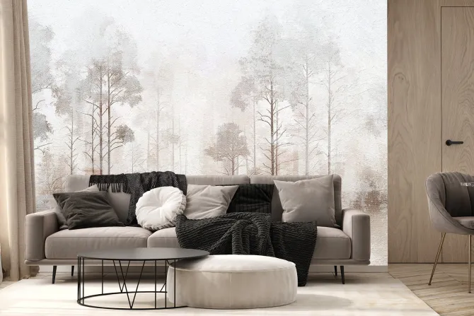 Fototapeta: Krajobraz las malunek z efektem betonu