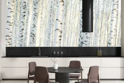 Fototapeta: Krajobraz las brzozowy o poranku