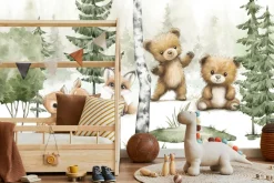 Fototapeta: Krajobraz lasu z niedźwiadkami