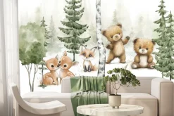 Fototapeta: Krajobraz lasu z niedźwiadkami