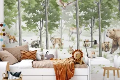 Fototapeta: Krajobraz lasu z dzikimi zwierzętami