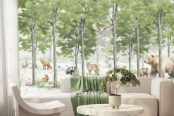 Fototapeta: Krajobraz lasu z dzikimi zwierzętami