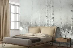 Fototapeta: Krajobraz lasu brzozowego akwarela