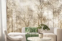 Fototapeta: Krajobraz lasu we mgle sepia