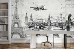 Fototapeta: Krajobraz miasta w stylu szkicu wieża eiffla