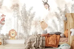 Fototapeta: Krajobraz tropików ze zwierzętami i roślinami