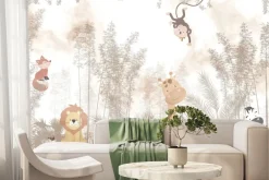 Fototapeta: Krajobraz tropików ze zwierzętami i roślinami