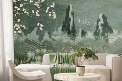 Fototapeta: Krajobraz w stylu chińskim rośliny góry ptaki