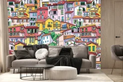 Fototapeta: Krajobraz z kolorowymi kamienicami
