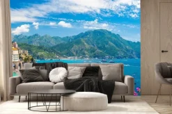 Fototapeta: Krajobraz z miastem atrani na słynnym wybrzeżu amalfi we włoszech