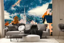 Fototapeta: Krajobraz z widokiem na wioskę hallstatt