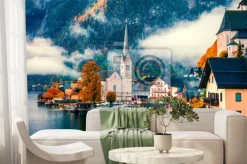 Fototapeta: Krajobraz z widokiem na wioskę hallstatt