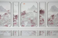 Fototapeta: Krajobraz z zachodem słońca w stylu chińskim