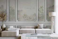 Fototapeta: Krajobraz z zielonymi roślinami w sztukaterii