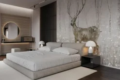 Fototapeta: Krajobraz zimowego lasu z jeleniem