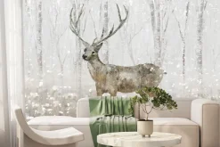 Fototapeta: Krajobraz zimowego lasu z jeleniem