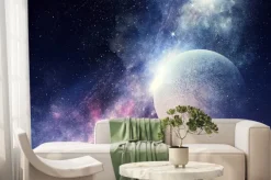 Fototapeta: Księżyc w 3d na tle gwiazd