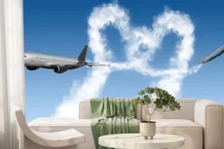 Fototapeta: Kształt serca tory z samolotów na niebiesko