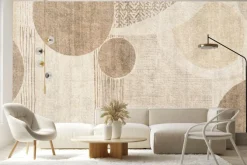 Fototapeta: Kształty kół i pasków w brązowej aranżacji