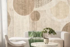 Fototapeta: Kształty kół i pasków w brązowej aranżacji