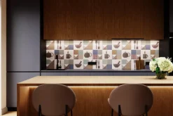 Fototapeta: Kwadratowe kafelki z naczyniami kuchennymi