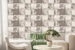 Fototapeta: Kwadratowe płytki z botanicznym motywem