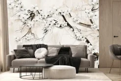 Fototapeta: Kwiat wiśni w 3d na jasnym tle