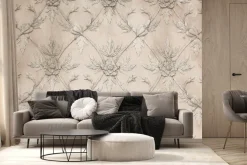 Fototapeta: Kwiatowa sztukateria na betonowym tle