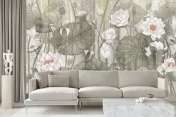 Fototapeta: Kwiaty białych lilii wśród zielonych liści