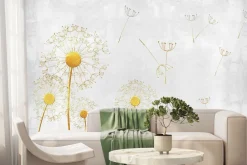 Fototapeta: Kwiaty dmuchawce na betonowym teksturowym tle abstrakcyjny minimalistyczny