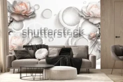 Fototapeta: Kwiaty i pierścienie abstrakcja 3d