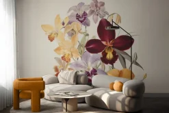 Fototapeta: Kwiaty kolorowych orchidei na jasnym tle