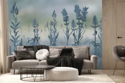 Fototapeta: Kwiaty lawendy w mglistym krajobrazie ilustracja