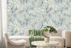 Fototapeta: Kwiaty na błękitnym tle w stylu vintage