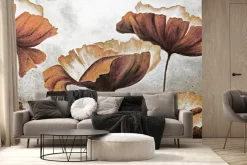 Fototapeta: Kwiaty polne na surowym betonowym tle