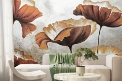 Fototapeta: Kwiaty polne na surowym betonowym tle