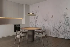 Fototapeta: Kwiecista łąka z kolibrami i motylami akwarelowy wzór