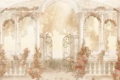 Fototapeta: Kwiecisty ogród wśród zabytkowej architektury