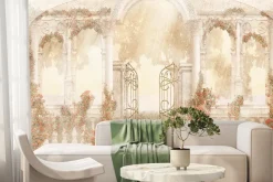 Fototapeta: Kwiecisty ogród wśród zabytkowej architektury